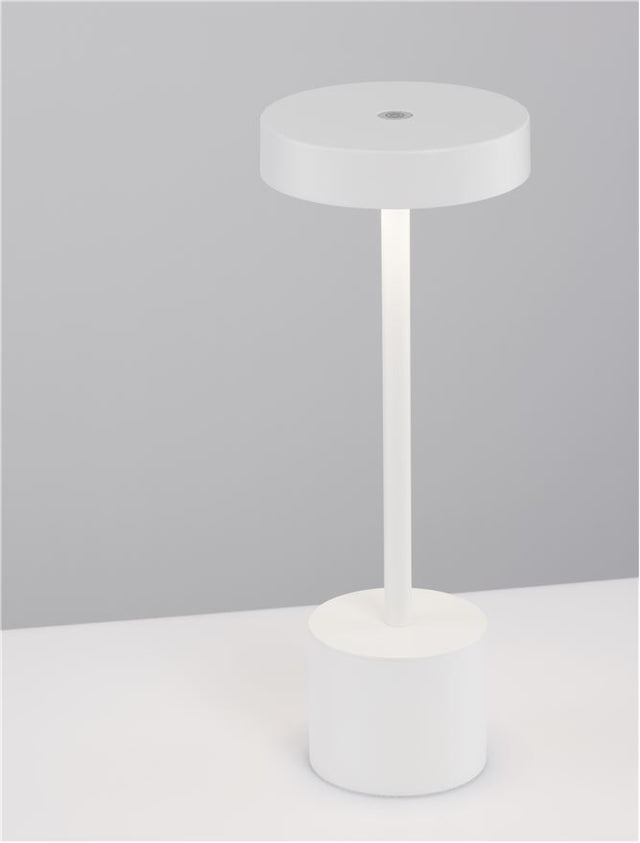 FUMO White Aluminium & Acrylic LED 2 Watt 230Lm 3000K 220-240 Volt Beam Angle 163º IP54 Switch On/Off / USB Wire D: 11.8 H: 30 cm