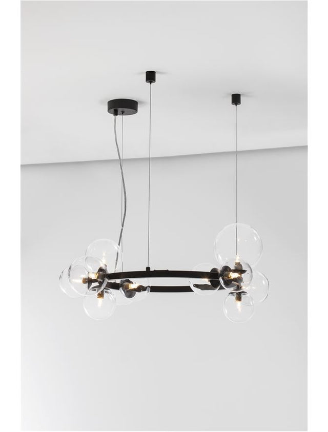 ODILLIA Matt Black Metal & Clear Glass LED G9 11x6 Watt 230 Volt IP20 Bulb Excluded Two Ways Of Mounting D: 65 H: 120 cm Adjustable height