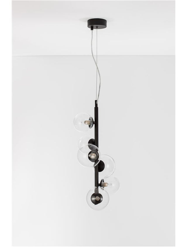 ODILLIA Matt Black Metal & Clear Glass LED G9 6x6 Watt 230 Volt IP20 Bulb Excluded L: 28 W: 23.2 H: 120 cm Adjustable height