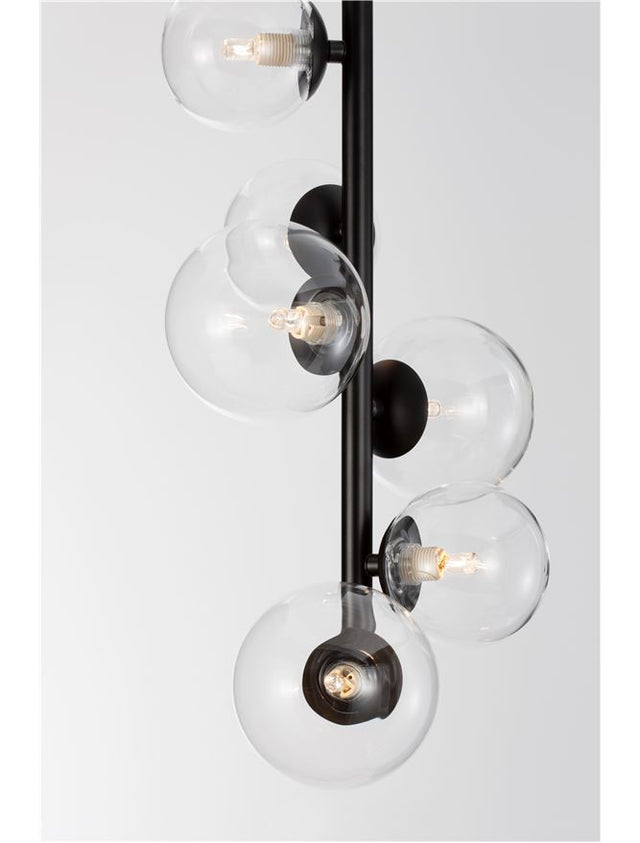 ODILLIA Matt Black Metal & Clear Glass LED G9 6x6 Watt 230 Volt IP20 Bulb Excluded L: 28 W: 23.2 H: 120 cm Adjustable height