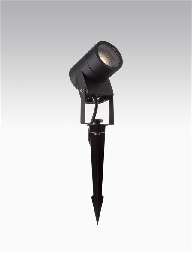 VIDA Black Aluminium & Clear Glass LED GU10 1x10 Watt 220-240 Volt Bulb Excluded IP65 D: 7 W: 9.5 H: 21 cm