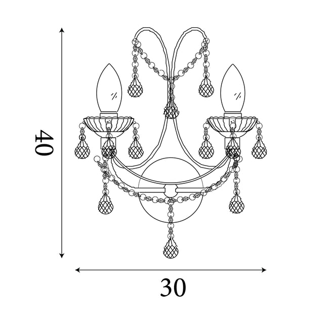 Autumn 2LT Bathroom Wall Light - Chrome Metal