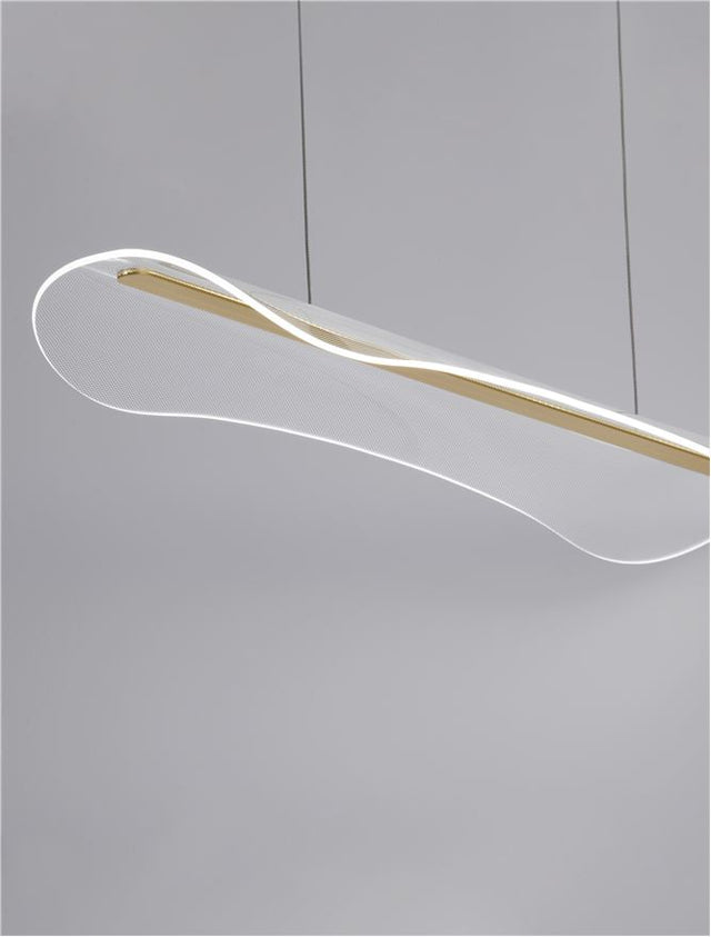 AGOS Triac Dimmable Gold Aluminium & Acrylic LED 34 Watt 230 Volt 2562Lm 3000K IP20 L: 98 W: 21 H: 150 cm Adjustable Height