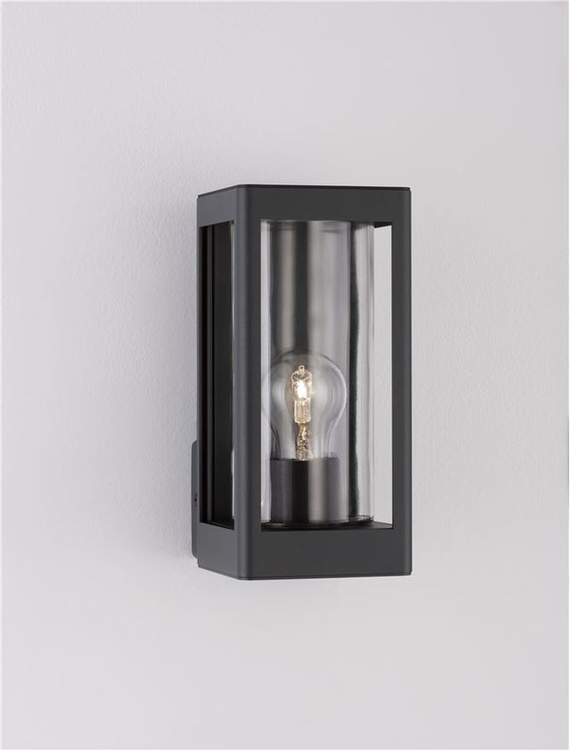 FIGO Dark Grey Aluminum & Clear Glass LED E27 1x12 Watt 220-240 Volt Bulb Excluded IP54 L: 11 W: 15 H: 24.5 cm