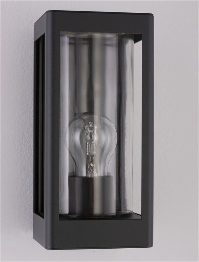 FIGO Dark Grey Aluminum & Clear Glass LED E27 1x12 Watt 220-240 Volt Bulb Excluded IP54 L: 11 W: 15 H: 24.5 cm