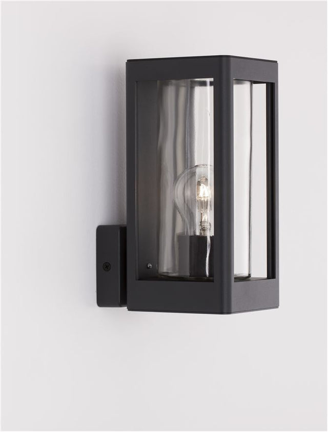 FIGO Dark Grey Aluminum & Clear Glass LED E27 1x12 Watt 220-240 Volt Bulb Excluded IP54 L: 11 W: 15 H: 24.5 cm