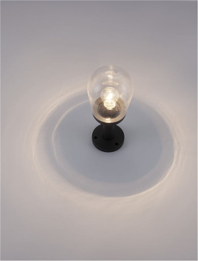 OMIKA Dark Grey Aluminum & Clear Glass LED E27 1x12 Watt 220-240 Volt Bulb Excluded IP54 D: 15 H: 37 cm