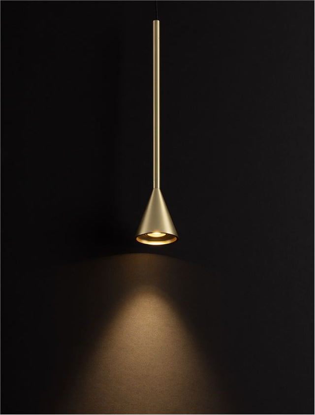 NET Triac Dimmable Black & Brass Gold Aluminium LED 6 Watt 220-240 Volt 262Lm 3000K IP20 D: 6 H: 200 cm Adjustable Height