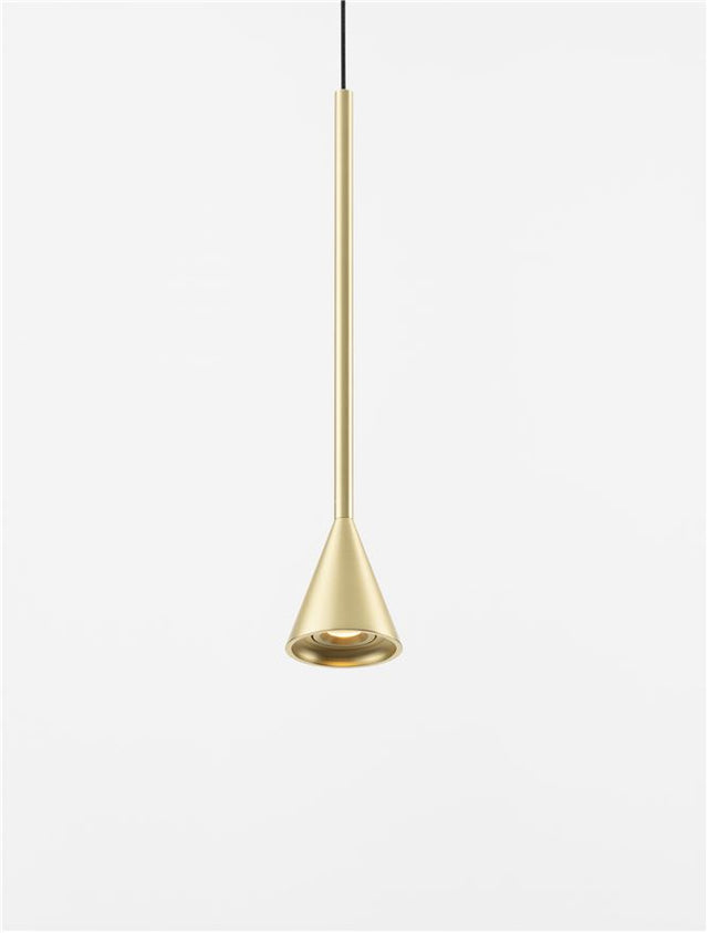 NET Triac Dimmable Black & Brass Gold Aluminium LED 6 Watt 220-240 Volt 262Lm 3000K IP20 D: 6 H: 200 cm Adjustable Height