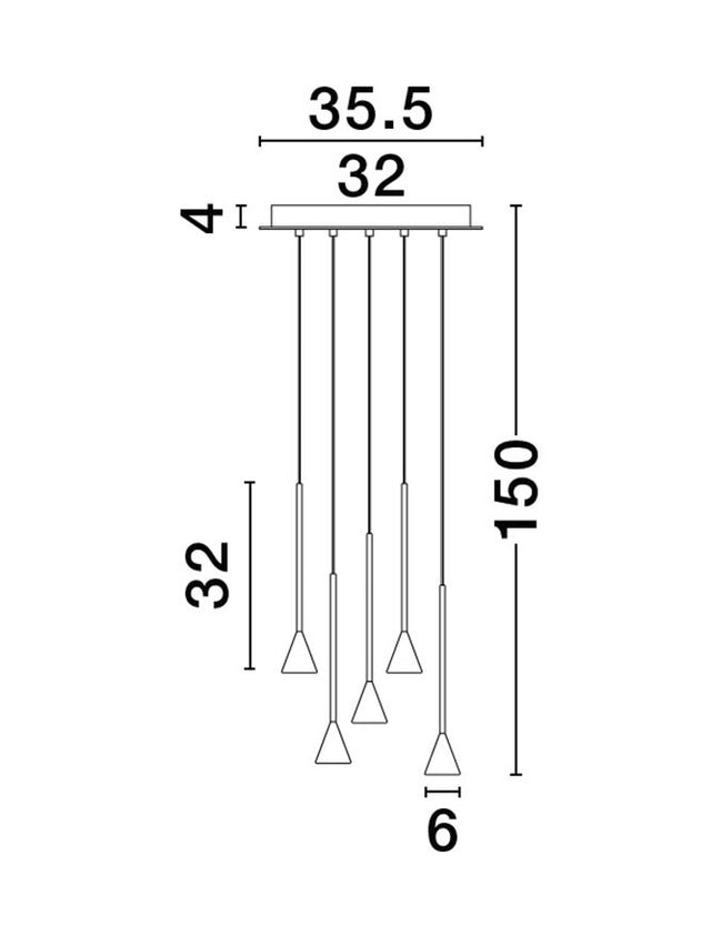 NET Triac Dimmable Black Aluminium LED 27 Watt 220-240 Volt 1312Lm 3000K IP20 D: 35.5 H: 150 cm Adjustable Height