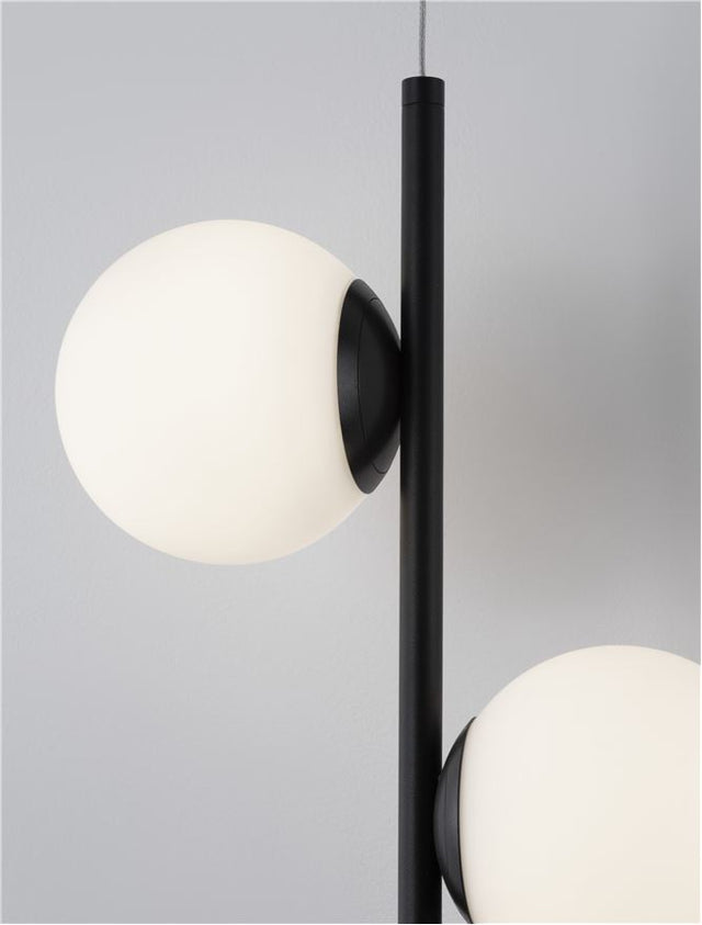 NUVOLE Sandy Black Aluminium & Opal Glass LED 16 Watt 220 - 240 Volt 800Lm 3000K IP20 L: 28.5 W: 13 H: 150 cm Adjustable Height