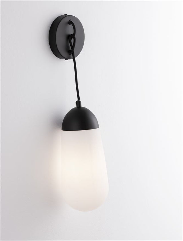 BLAKY Matt Black Metal & Opal Glass LED E14 1x5 Watt 230 Volt IP20 Bulb Excluded D: 13 W: 15.5 H: 46 cm Adjustable height
