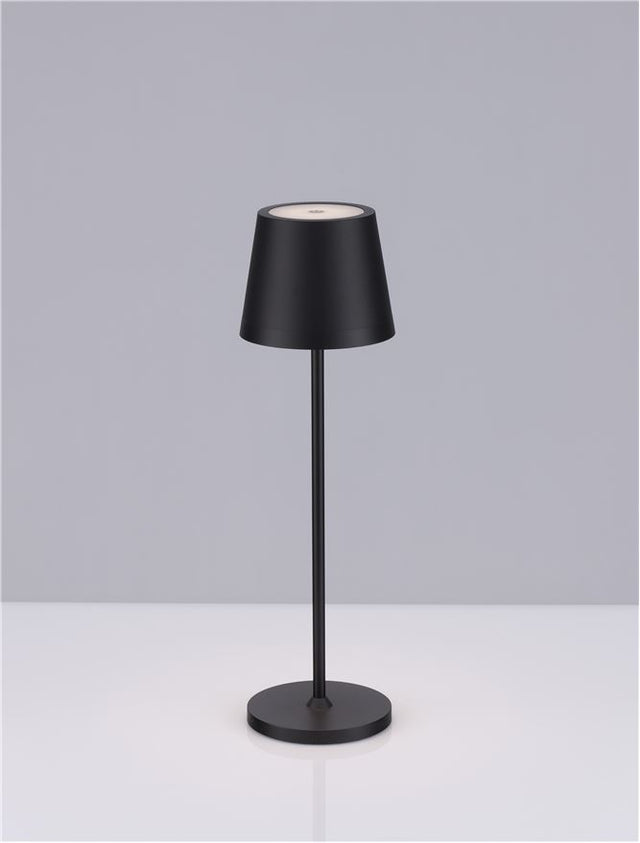SEINA Sandy Black Aluminium & Acrylic LED 2 Watt 192Lm 2700K DC 5 Volt IP54 Switch On/Off Rechargeable with PG base or White USB Type C Wire D: 11.4 H: 39.5 cm