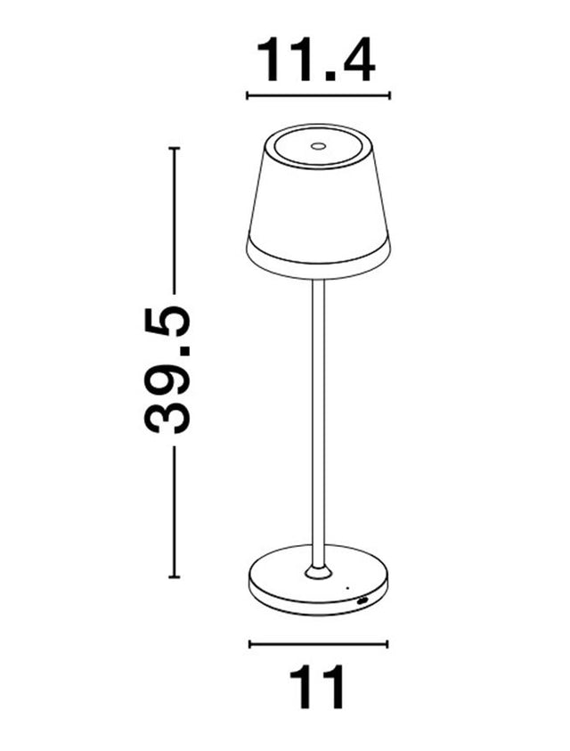 SEINA Sandy Black Aluminium & Acrylic LED 2 Watt 192Lm 2700K DC 5 Volt IP54 Switch On/Off Rechargeable with PG base or White USB Type C Wire D: 11.4 H: 39.5 cm