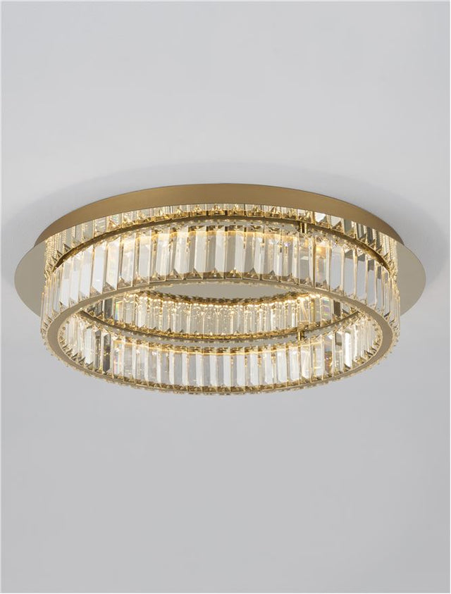 AURELIA Triac Dimmable Gold Metal & Crystal LED 41W 230 Volt 2505Lm 3500K IP20 Class I D: 60 H: 12 cm