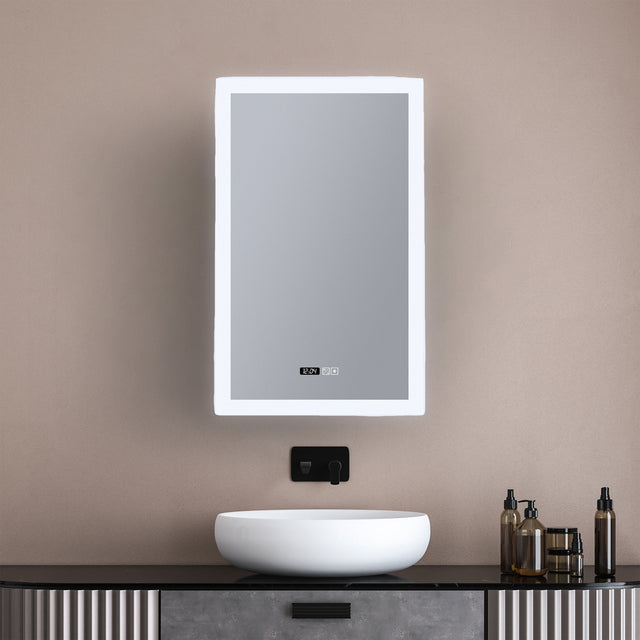 Rectangle Bathroom Mirror-Digital Clock,Demister Pad