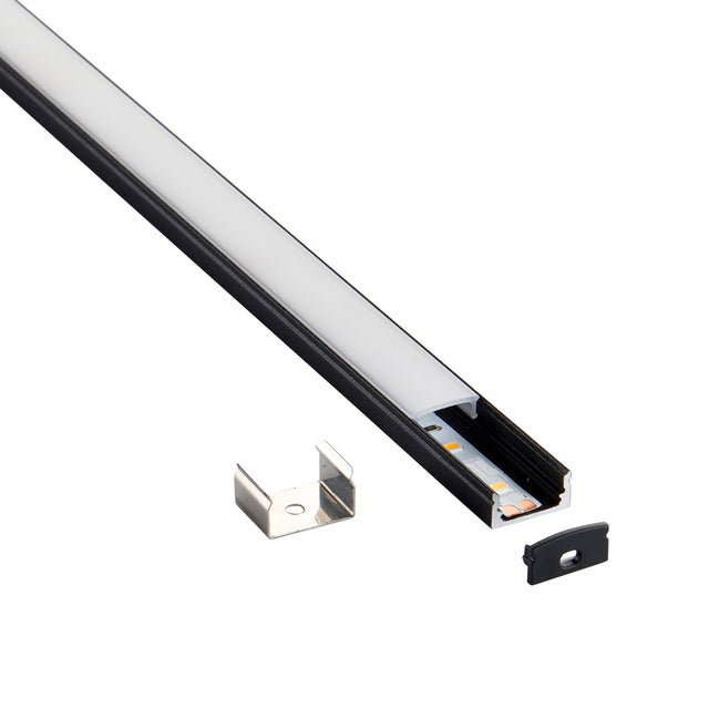 RigelSLIM Surface 2m Aluminium Profile/Extrusion Black