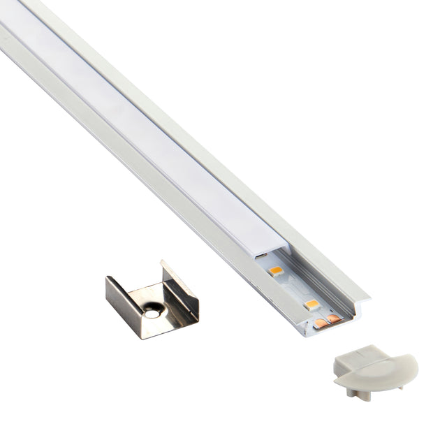 RigelSLIM Recessed 2m Aluminium Profile/Extrusion Silver