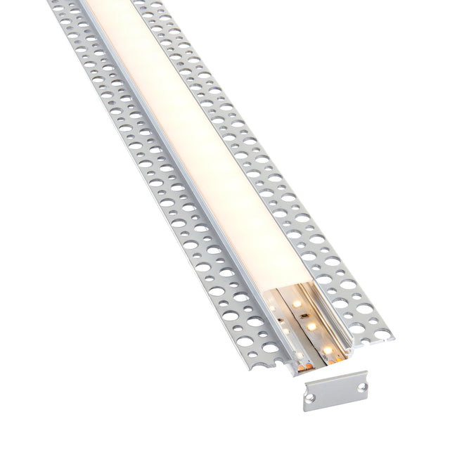 Rigel Plaster-in Wide 2m Aluminium Profile/Extrusion Silver