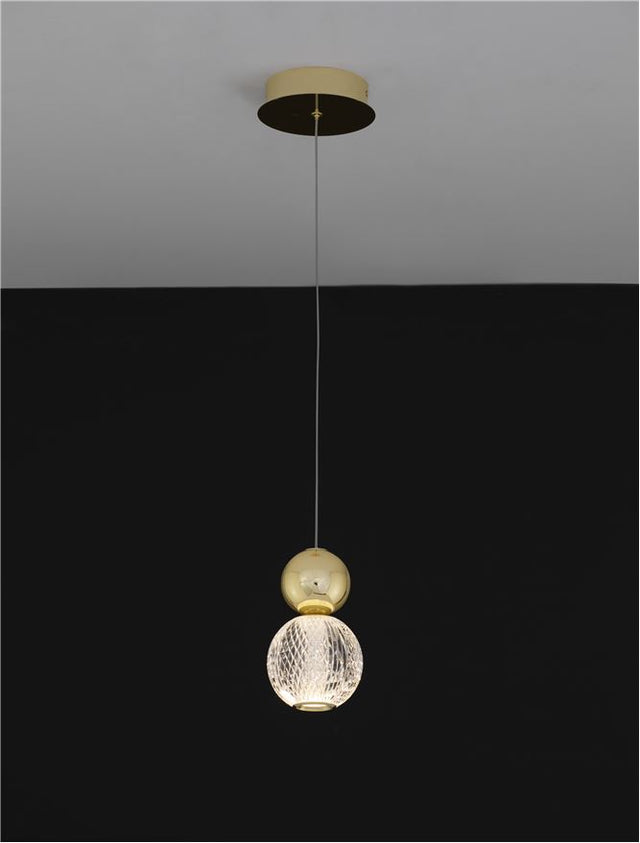 BRILLE Gold Aluminium & Acrylic LED 19 Watt 230 Volt 1232Lm 3200K IP20 D: 30 H: 200 cm Adjustable Height