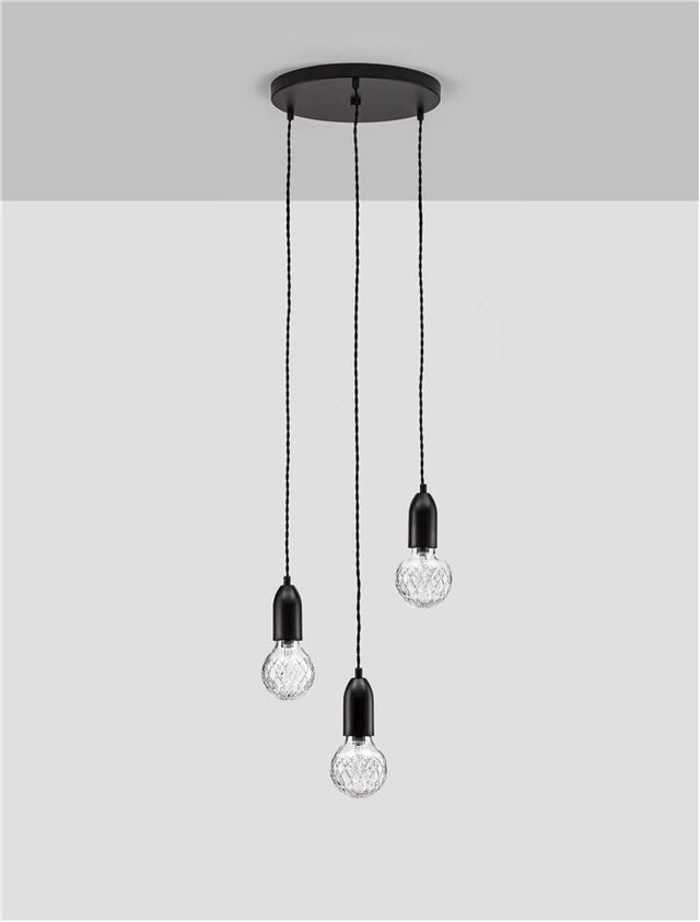 VEDA Black Metal & Clear Glass LED G9 3x6 Watt 230 Volt IP20 Bulb Excluded D: 30 H: 150 cm Adjustable height