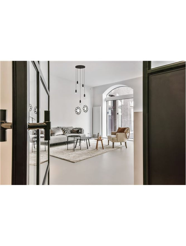 VEDA Black Metal & Clear Glass LED G9 5x6 Watt 230 Volt IP20 Bulb Excluded D: 40 H: 150 cm Adjustable height
