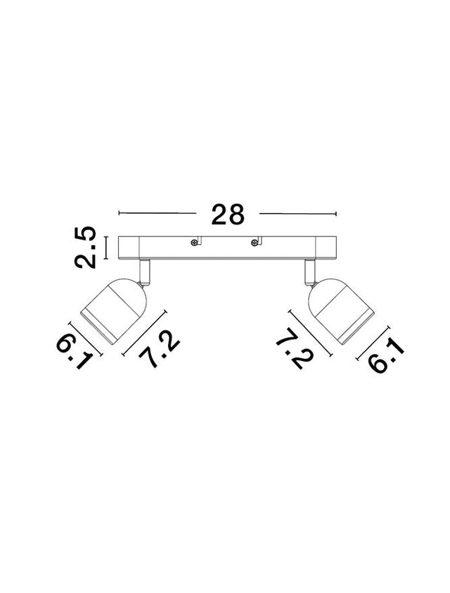 ORSON Sandy White Metal LED GU10 2x10 Watt 230 Volt IP44 Bulb Excluded L: 28 W: 8 H: 9.7 cm Rotating & Adjustable