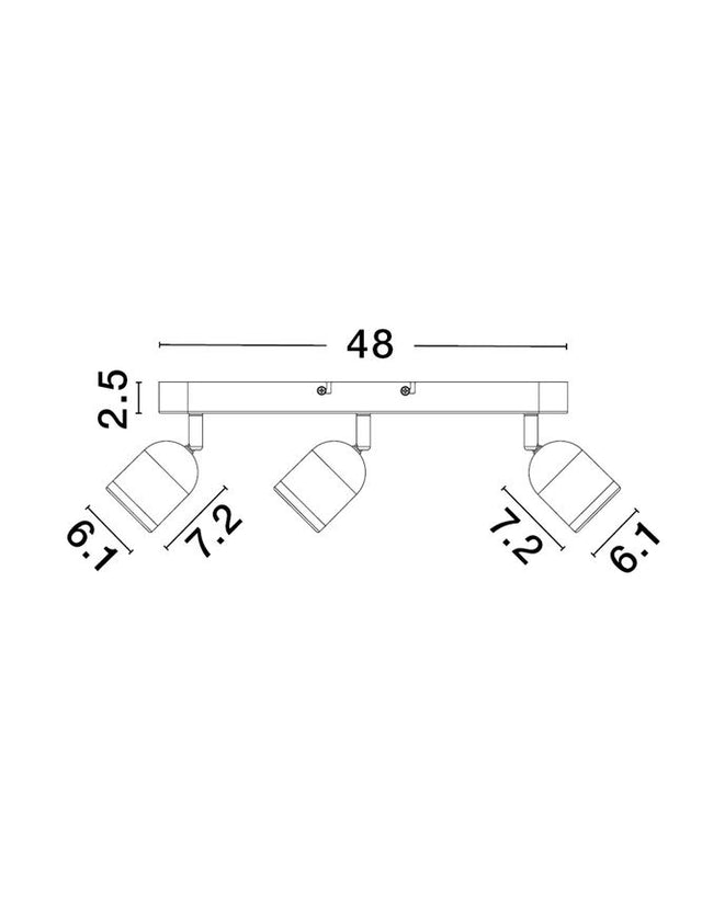 ORSON Sandy Black Metal LED GU10 3x10 Watt 230 Volt IP44 Bulb Excluded L: 48 W: 8 H: 9.7 cm Rotating & Adjustable