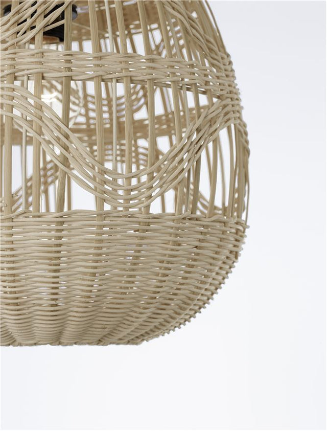 MARLO Natural Rattan Black Fabric Wire & Base LED E27 1x12 Watt 230 Volt IP20 Bulb Excluded D: 30 H 1: 35 H 2: 185 cm Adjustable height