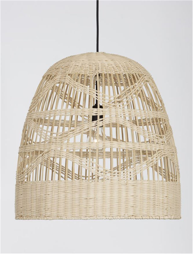 MARLO Natural Rattan Black Fabric Wire & Base LED E27 1x12 Watt 230 Volt IP20 Bulb Excluded D: 46 H 1: 46 H 2: 200 cm Adjustable height