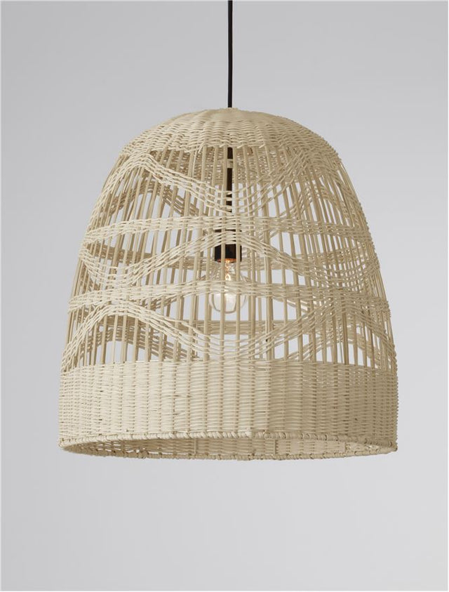 MARLO Natural Rattan Black Fabric Wire & Base LED E27 1x12 Watt 230 Volt IP20 Bulb Excluded D: 46 H 1: 46 H 2: 200 cm Adjustable height