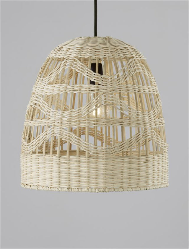 MARLO Natural Rattan Black Fabric Wire & Base LED E27 1x12 Watt 230 Volt IP20 Bulb Excluded D: 30 H 1: 30 H 2: 185 cm Adjustable height