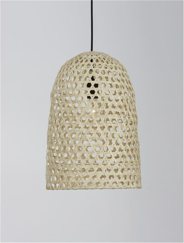 AURORA Natural Rattan Black Fabric Wire & Base LED E27 1x12 Watt 230 Volt IP20 Bulb Excluded D: 30 H1: 43 H2: 190 cm Adjustable height