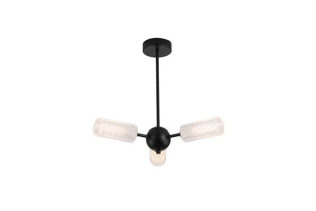Cosmic 3Lt Semi-flush Black Metal with Textured Acrylic