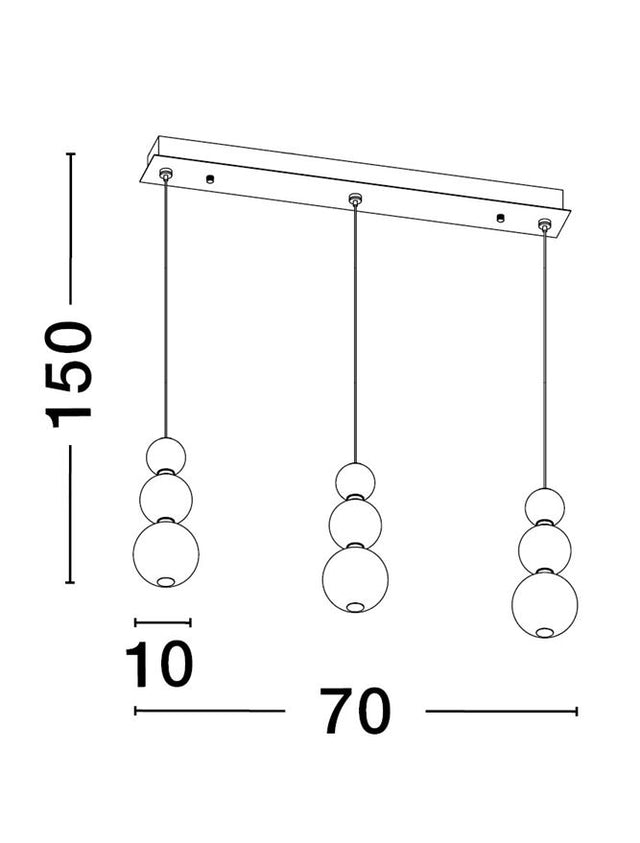 PERLA Triac Dimmable Gold Metal & Opal Glass LED 25 Watt 230 Volt 2265Lm 3000K IP20 L: 70 W: 10 H: 150 cm Adjustable Height