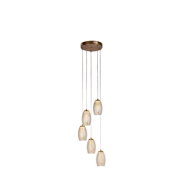 Cyclone 5Lt Pendant - Bronze Metal & Champagne Glass