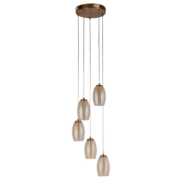 Cyclone 5Lt Pendant - Bronze Metal & Champagne Glass