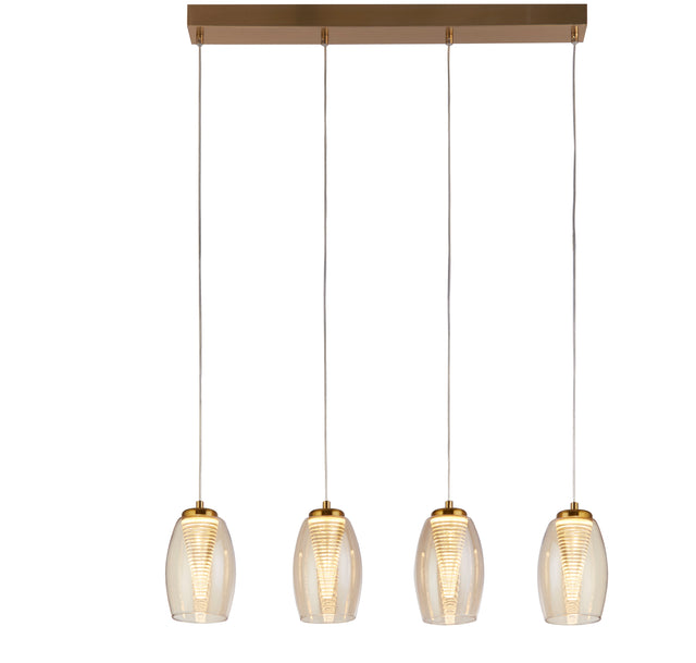 Cyclone 4Lt Bar Pendant - Bronze Metal & Champagne Glass