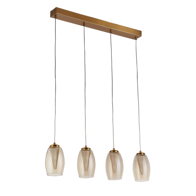 Cyclone 4Lt Bar Pendant - Bronze Metal & Champagne Glass