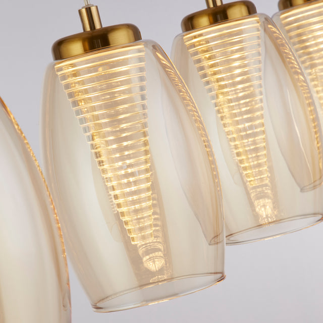 Cyclone 4Lt Bar Pendant - Bronze Metal & Champagne Glass