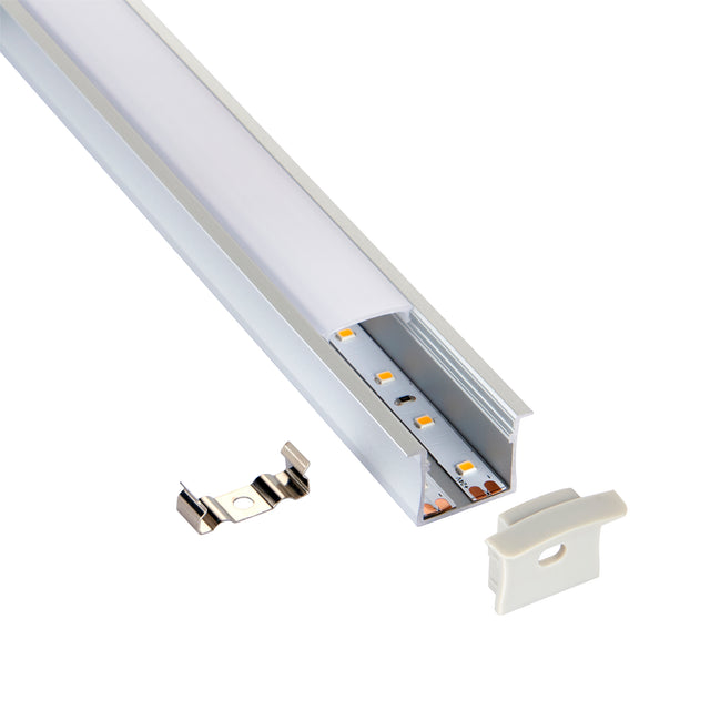 Rigel Recessed Wide 2m Aluminium Profile/Extrusion Silver