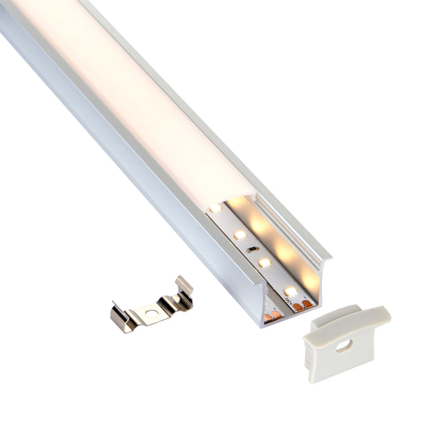 Rigel Recessed Wide 2m Aluminium Profile/Extrusion Silver