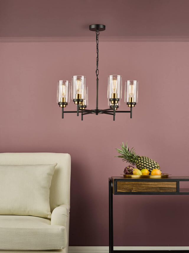 Abel 6 Light Pendant Satin Black Glass
