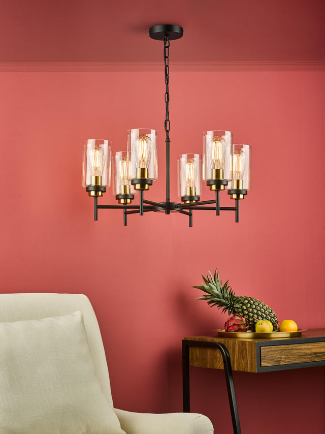 Abel 6 Light Pendant Satin Black Glass
