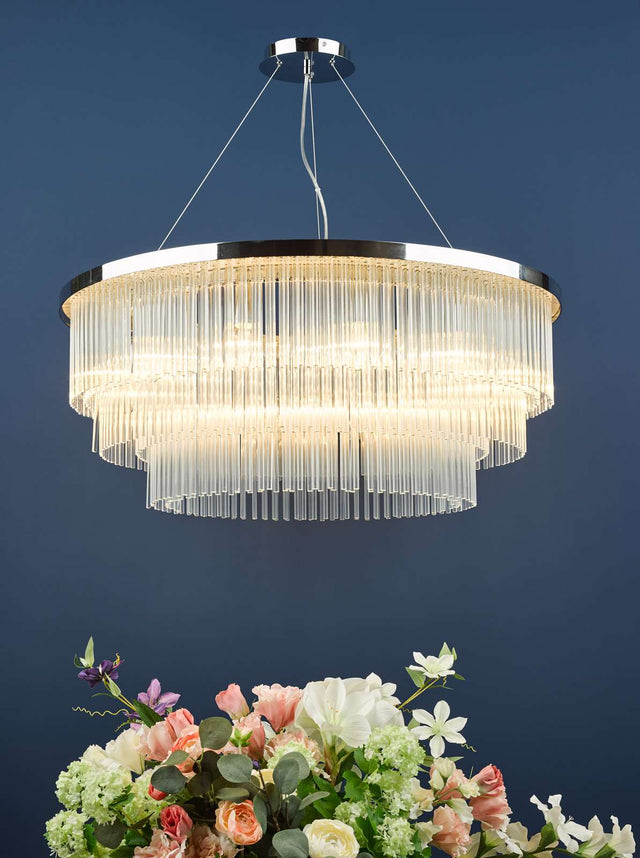 Alpheios 12 Light Chandelier Polished Chrome Glass