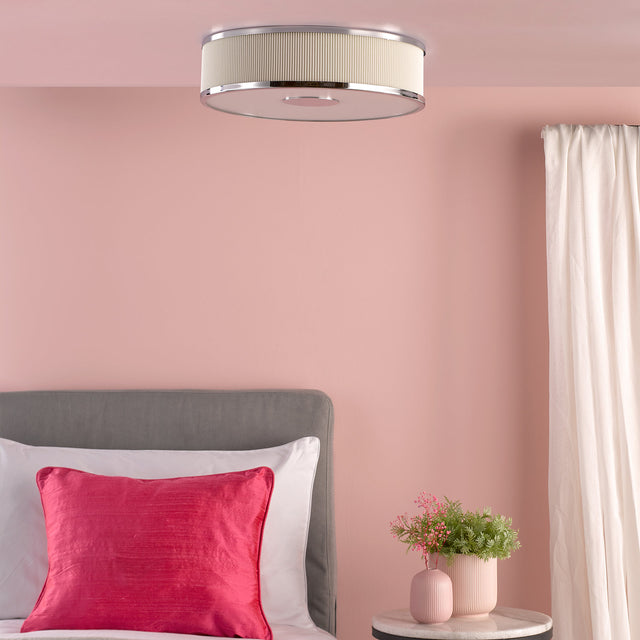 Alvaro 3 Light Flush Polished Chrome With Ivory shade