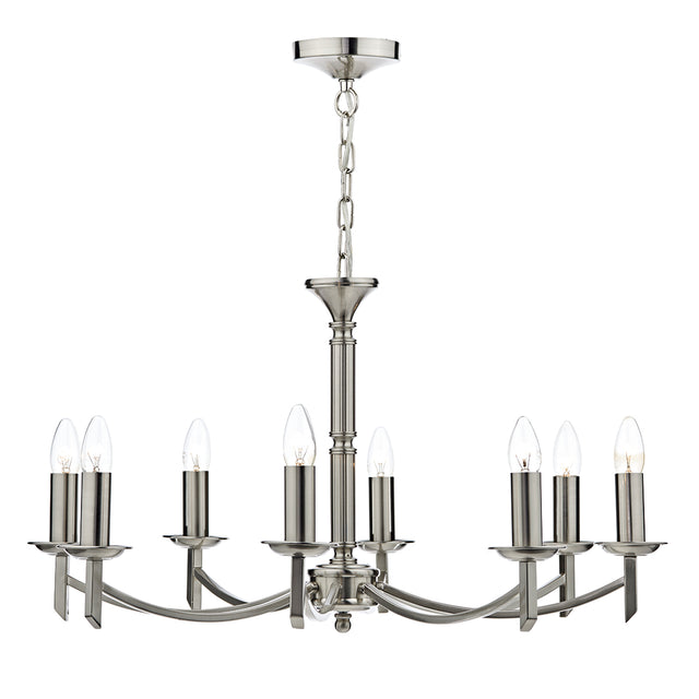 Ambassador 8 Light Dual Mount Chandelier Satin Chrome