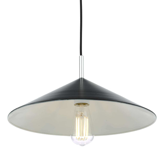 Apex 1 Light Single Pendant Matt Black Polished Chrome