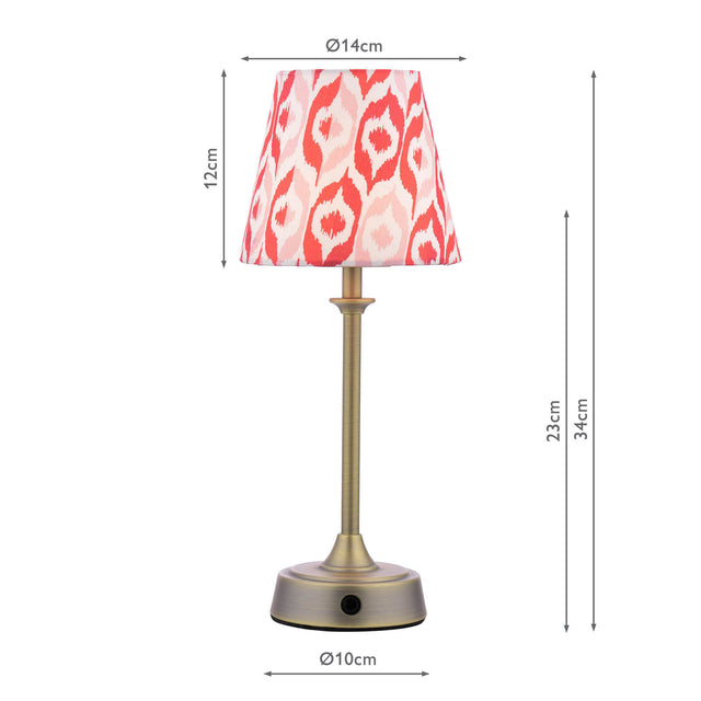 Joules Apsley Rechargeable Table Light Isla Ikat Red