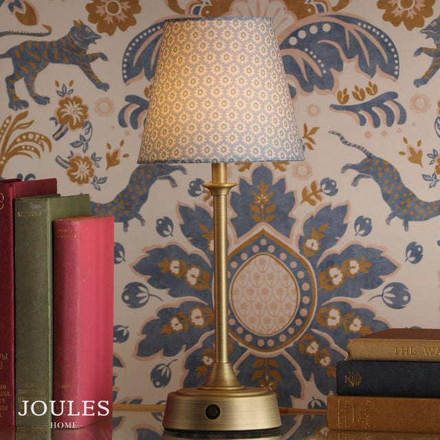 Joules Apsley Rechargeable Table Light Light Blue Print